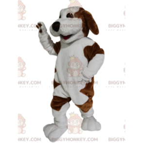 Brown and White Dog BIGGYMONKEY™ Mascot Costume with a Beautiful Smile - Dog mascots - BIGGYMONKEY_014465 - BiggyMonkey.com