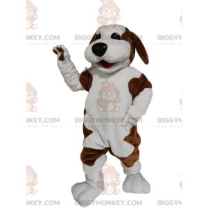 Brown and White Dog BIGGYMONKEY™ Mascot Costume with a