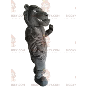 Fierce and Very Muscular Gray Tiger BIGGYMONKEY™ Mascot Costume