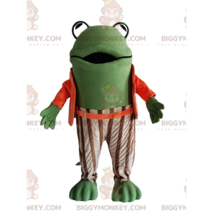 Costume de mascotte BIGGYMONKEY™ de grenouille verte avec un