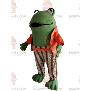 Green Frog BIGGYMONKEY™ Maskottchenkostüm mit orange-weiß