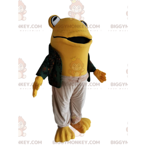 BIGGYMONKEY™ Gelber Frosch-Maskottchen-Kostüm mit Freizeitkleid