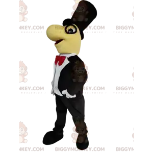 Funny Dino BIGGYMONKEY™ Mascot Costume with Black Suit and Red