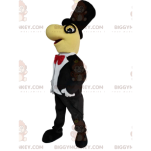  Divertido disfraz de mascota Dino BIGGYMONKEY™ con traje negro y lazo rojo - Mascotas de dinosaurios - BiggyMonkey.com