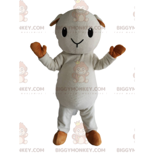 Kleines weißes und beiges Schaf BIGGYMONKEY™ Maskottchenkostüm