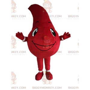 Disfraz de mascota BIGGYMONKEY™ de gota roja con una sonrisa