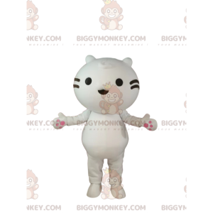 Costume de mascotte BIGGYMONKEY™ de petit chat blanc avec des