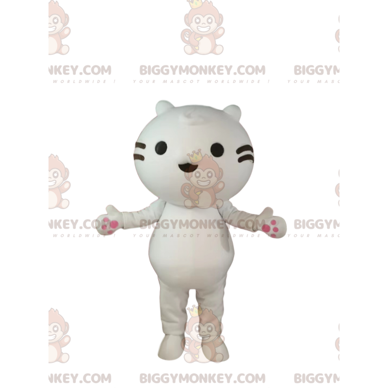 Disfraz de mascota BIGGYMONKEY™ de pequeño gato blanco con Disfraz de mascota BIGGYMONKEY™ de pequeño gato blanco con