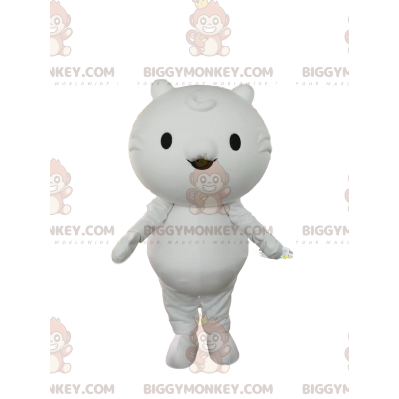 BIGGYMONKEY™ Mascottekostuum van kleine witte kat met kleine BIGGYMONKEY™ Mascottekostuum van kleine witte kat met kleine
