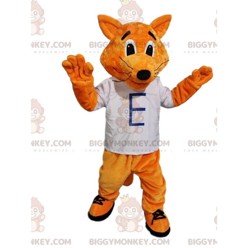 Legesygt Red Fox BIGGYMONKEY™ maskotkostume med hvid T-shirt - Legesygt Red Fox BIGGYMONKEY™ maskotkostume med hvid T-shirt -