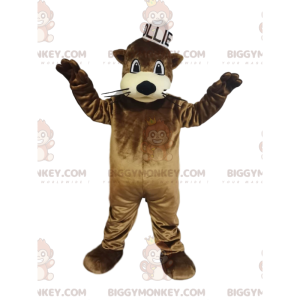 BIGGYMONKEY™ Costume da mascotte Lontra marrone con piccolo