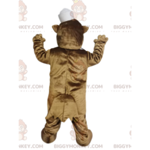BIGGYMONKEY™ μασκότ στολή Καφέ ενυδρίδα με μικρό λευκό καπέλο ναύτη - Ζώα του δάσους - BIGGYMONKEY_014480 - BiggyMonkey.com