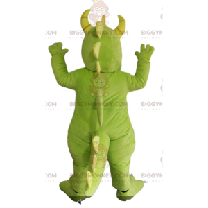 BIGGYMONKEY™ Costume da mascotte Drago verde e bianco con corna