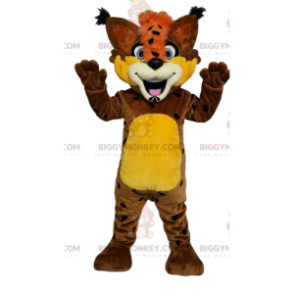 BIGGYMONKEY™ maskotkostume Hyggeligt brun Bobcat med Orange