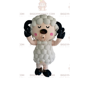 White Sheep BIGGYMONKEY™ Mascot Costume with Quirky Fur -