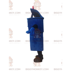 Disfraz de mascota BIGGYMONKEY™ Bote de basura azul con lazo