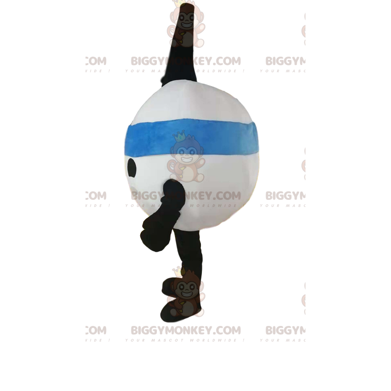 Smilende hvid ballon BIGGYMONKEY™ maskotkostume med blå bandana Smilende hvid ballon BIGGYMONKEY™ maskotkostume med blå bandana
