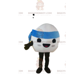 Στολή μασκότ BIGGYMONKEY™ με λευκό μπαλόνι με μπλε μπαντάνα -