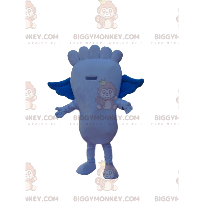 Costume de mascotte BIGGYMONKEY™ de pied bleu avec des petites Costume de mascotte BIGGYMONKEY™ de pied bleu avec des petites