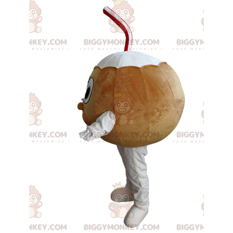 Costume de mascotte BIGGYMONKEY™ de noix de coco avec une Costume de mascotte BIGGYMONKEY™ de noix de coco avec une