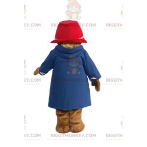 Traje de mascote Bear BIGGYMONKEY™ com casaco azul e chapéu