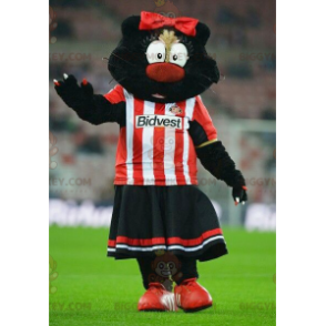 Costume de mascotte BIGGYMONKEY™ de chat noir en tenue rouge et