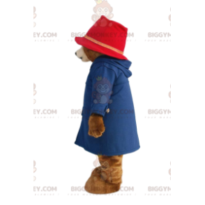 Traje de mascote Bear BIGGYMONKEY™ com casaco azul e chapéu
