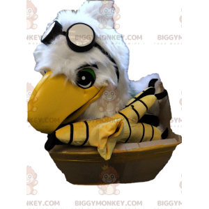 BIGGYMONKEY™ White Eagle Head Mascot Costume With Aviator