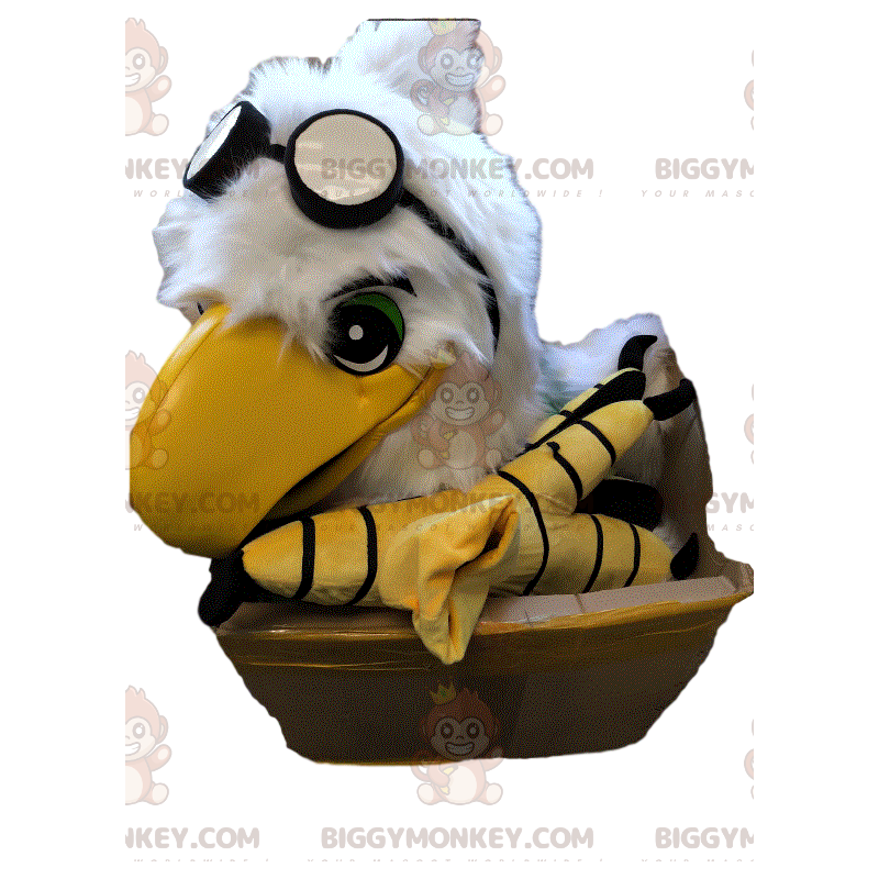 BIGGYMONKEY™ White Eagle Head Mascot Costume With Aviator