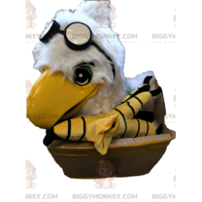 BIGGYMONKEY™ White Eagle Head Mascot Costume With Aviator