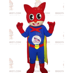 Katt BIGGYMONKEY™ maskotdräkt med superhjältedräkt -
