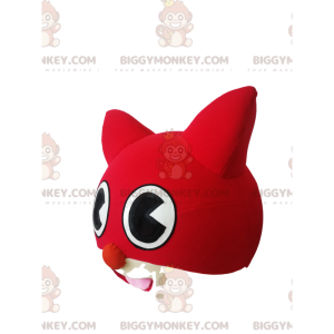 Kostium maskotka czerwono-biała głowa kota BIGGYMONKEY™ -
