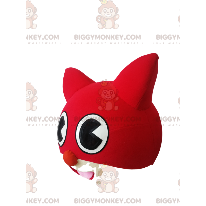 Costume de mascotte BIGGYMONKEY™ de tête de chat rouge et blanc Costume de mascotte BIGGYMONKEY™ de tête de chat rouge et blanc