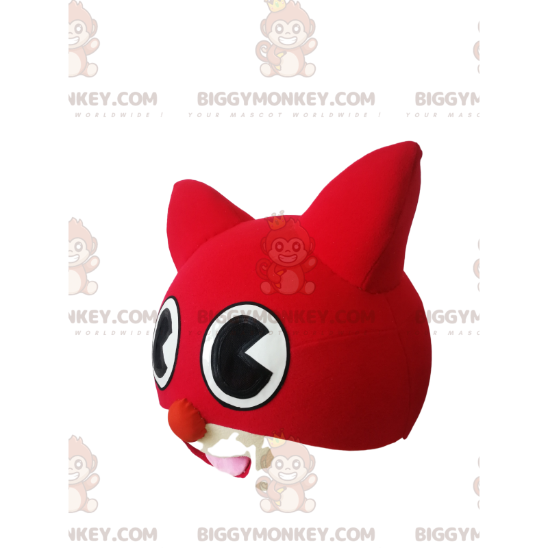 Red and White Cat Head BIGGYMONKEY™ Mascot Costume -