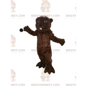 BIGGYMONKEY™ mascot costume of brown beaver with pretty eyes. -