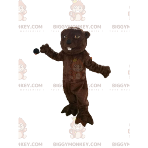 Στολή μασκότ BIGGYMONKEY™ από καφέ κάστορα με όμορφα μάτια. -