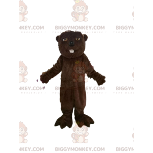BIGGYMONKEY™ mascot costume of brown beaver with pretty eyes. -