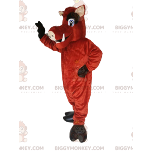 Στολή μασκότ BIGGYMONKEY™ καφέ κάπρου με μεγάλους κυνόδοντες