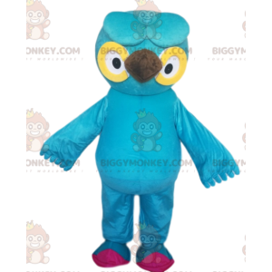 BIGGYMONKEY™ Mascot Costume Turquoise Blue Owl With Beautiful