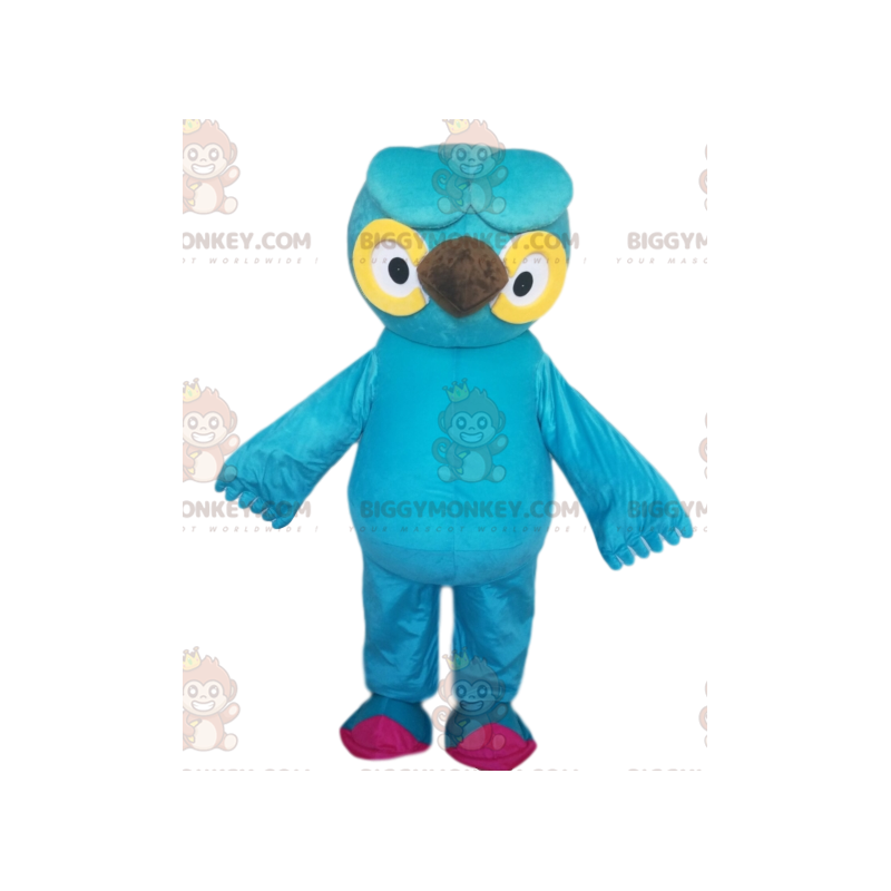 BIGGYMONKEY™ Mascot Costume Turquoise Blue Owl With Beautiful BIGGYMONKEY™ Mascot Costume Turquoise Blue Owl With Beautiful