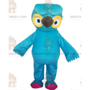 BIGGYMONKEY™ maskotkostume turkisblå ugle med smukke gule øjne