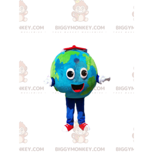BIGGYMONKEY™ Erde-Maskottchen-Kostüm mit riesigem Lächeln und