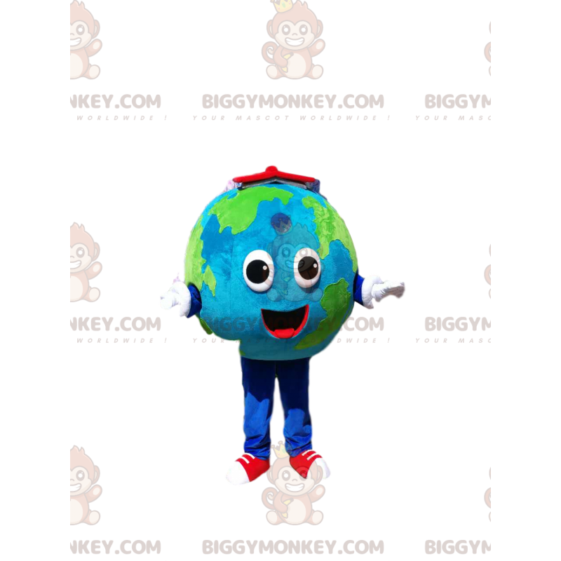 Costume de mascotte BIGGYMONKEY™ de la Terre avec un immense Costume de mascotte BIGGYMONKEY™ de la Terre avec un immense