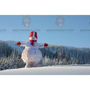 BIGGYMONKEY™ Big White and Red Snowman Mascot Costume -