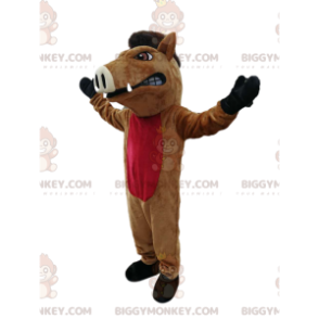 BIGGYMONKEY™ maskotkostume truende brunt og rødt orne med fantastisk våbenskjold - Grise-maskoter - BiggyMonkey.com