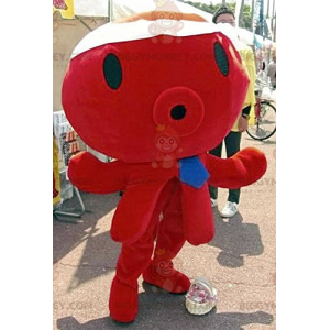 BIGGYMONKEY™ Γιγαντιαία κόκκινη στολή μασκότ χταποδιού με μπλε