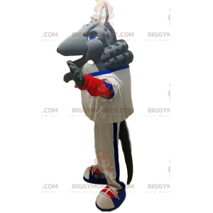 Kostým maskota šedého pásovce BIGGYMONKEY™ s bílým sportovním