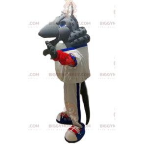 BIGGYMONKEY™ grijs gordeldier mascottekostuum met witte