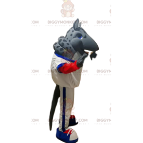 BIGGYMONKEY™ grijs gordeldier mascottekostuum met witte
