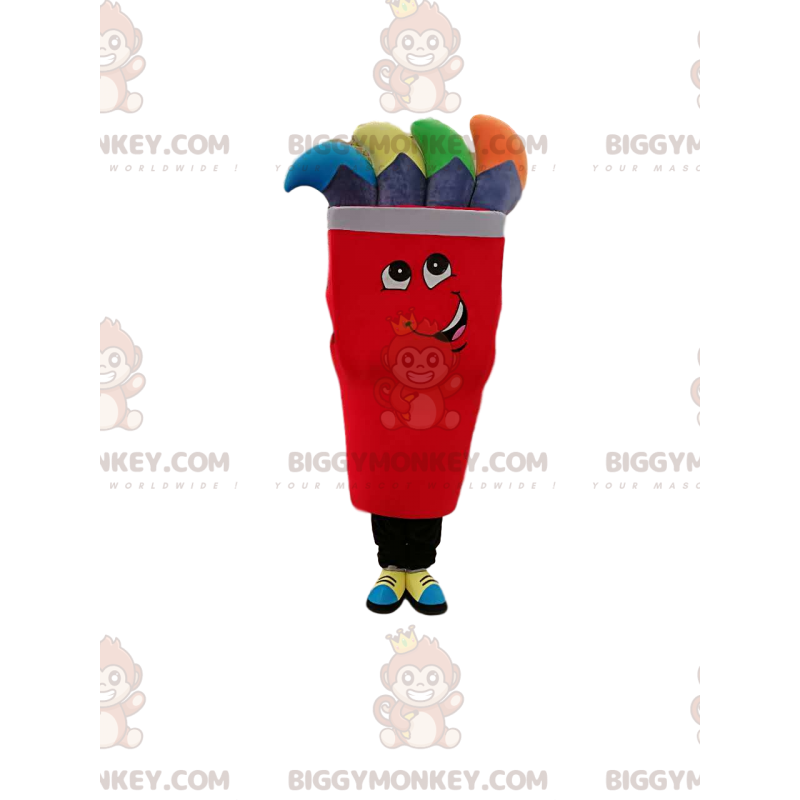 BIGGYMONKEY™ maskottipuku punaisella hahmolla harmailla ja BIGGYMONKEY™ maskottipuku punaisella hahmolla harmailla ja